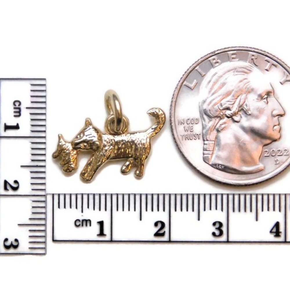 Mother and Kitten Charm Pendant 14k Yellow Gold - Picture 4 of 4